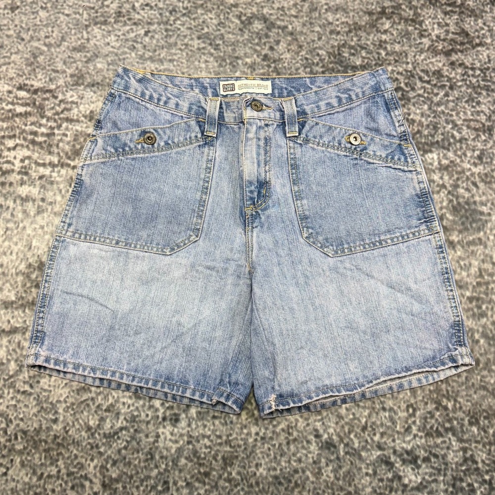 VTG Faded Glory Denim Shorts Womens 8 (30" Waist) Blue Beach Summer Utility Y2K